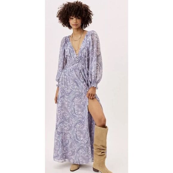 For Love and Lemons Janelle Paisley Maxi Dress Long Sleeve Button Down SizE XS - Picture 16 of 16